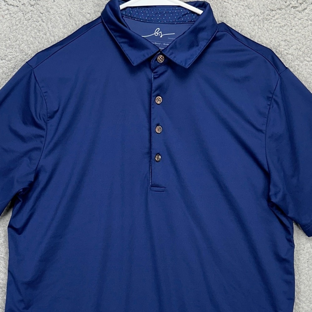 Boston Scott Mens Golf Polo Shirt Medium Blue Short Sleeve Stretch Rugby Modern